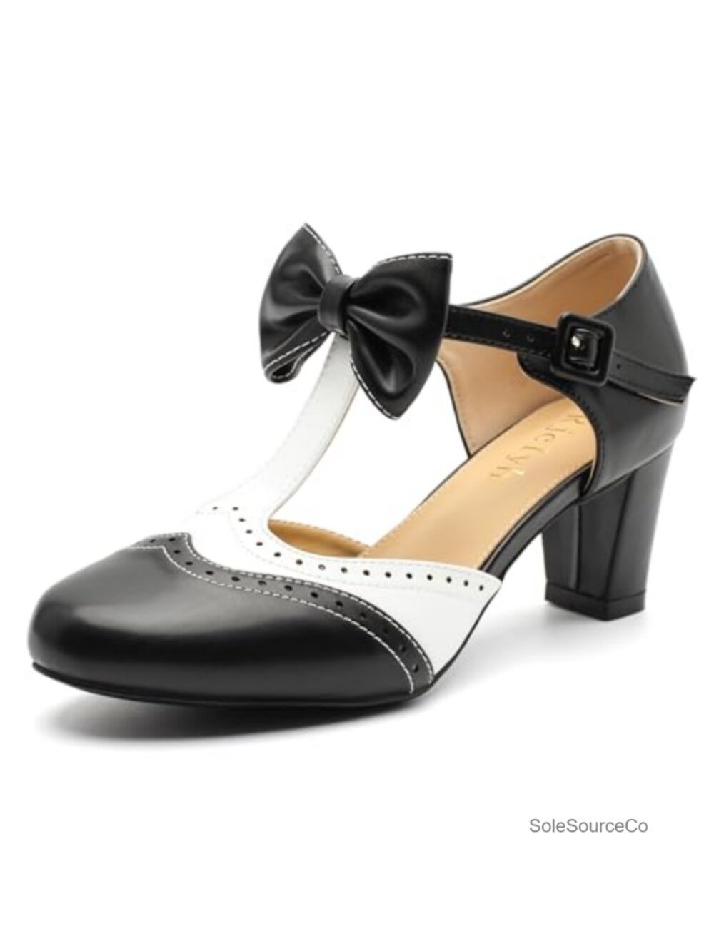 T-Strap Mary Jane Pumps Faux Leather Block Heel Dress Shoes